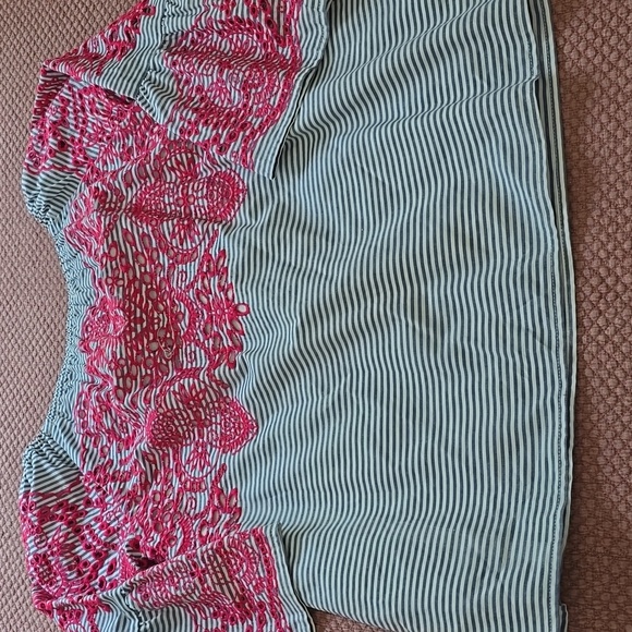 Fever Striped Pink Embroidered Women's Top - Picture 11 of 11